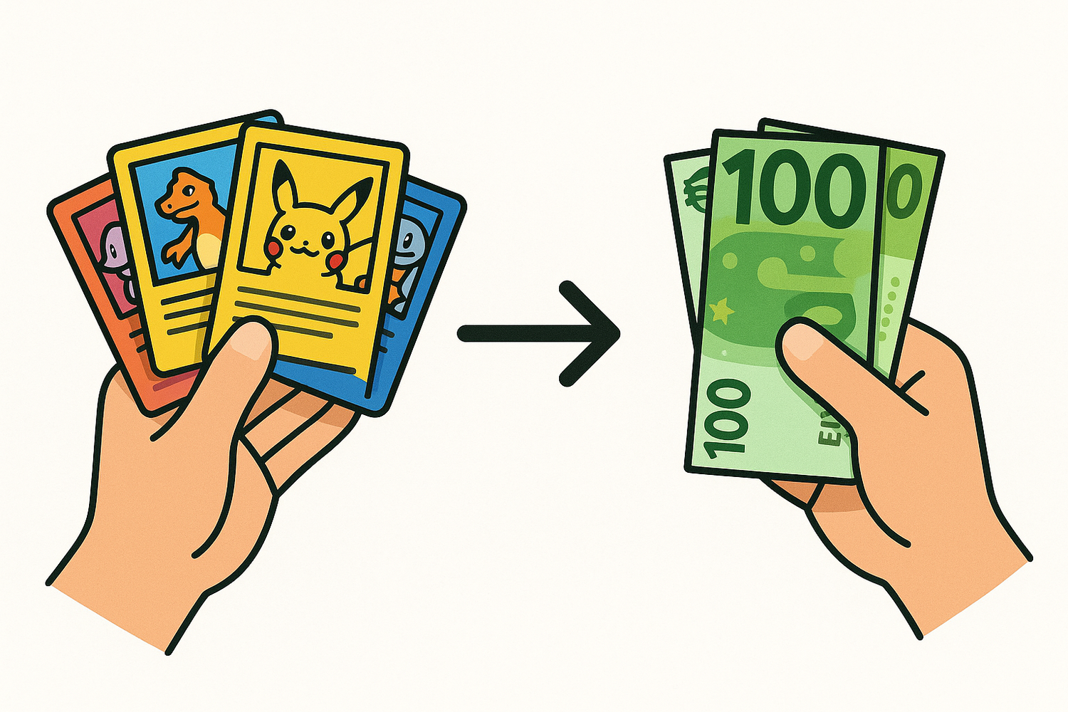 es soll klar erkennbar sein das man für seine Pokemon karten geld bekommt und es soll sehr vereinfacht dargestellt werden